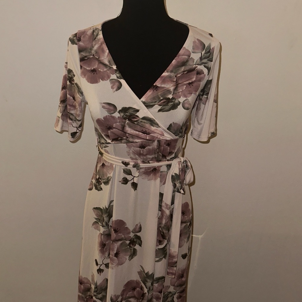 Long silky flower dress